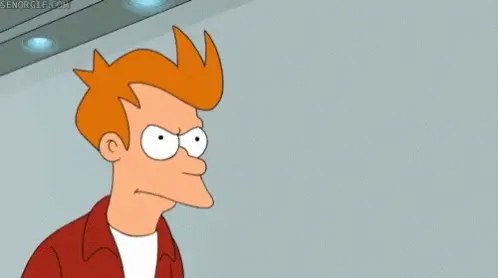 Philip J. Fry from Futurama with orange hair and a red jacket, aggressively holding out a stack of cash towards the viewer.